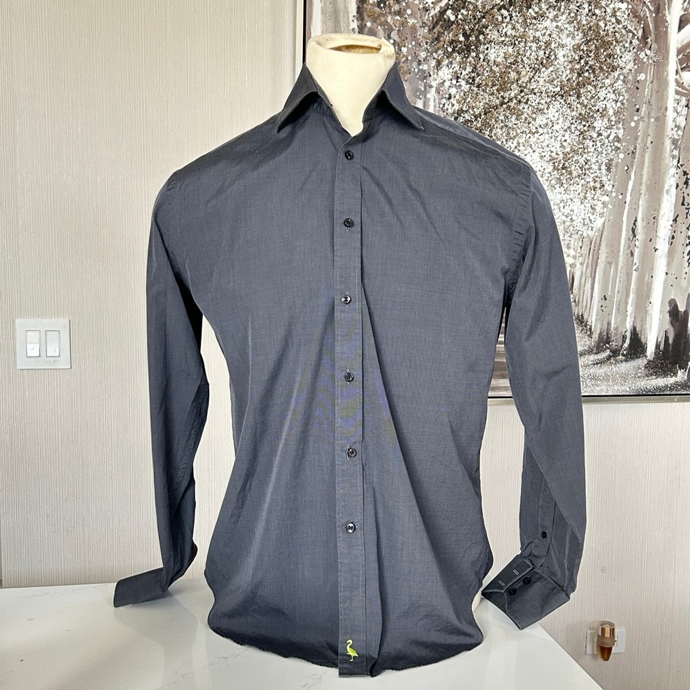 Tailorbyrd Mens Gray‎ Cotton Long Sleeve Button Up Shirt - Size M